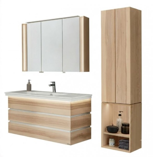 Thielemeyer Fresh Massivholz Badmöbelset 801280 - Komplettset inkl. Hängeschrank / 122 cm