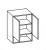 380.016037 Wandschrank / 2 Drehtüren / 1 offenes Fach / 1 Einlegeboden / Breite 60 cm / Höhe 70 cm / Tiefe 33 cm 