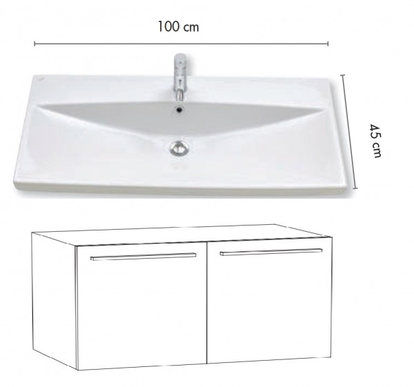Marlin Bad 3020life Waschtisch mit Unterschrank 100 cm breit, mit 2 Türen