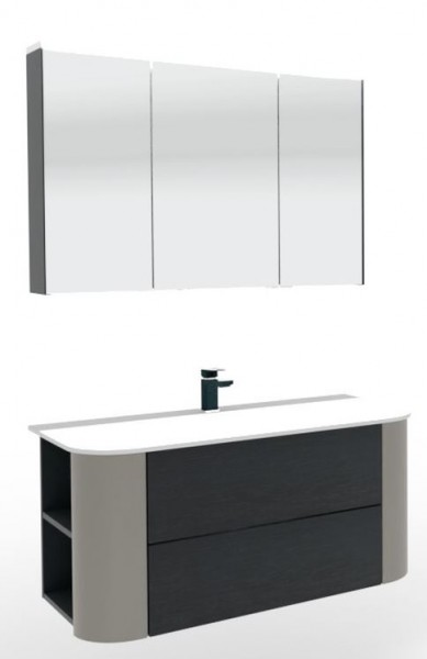 Puris Veluna Badmöbelset mit Stonepluswaschtisch und Spiegelschrank - 100 cm