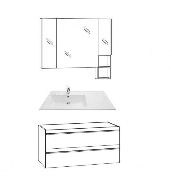 Marlin Bad 3250 Badmöbel Set 100 cm breit, mit Auszügen - Set 3