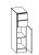 335.013050 Highboard / 1 Drehtüre / 2 Schubkästen / 1 Einlegeboden / Breite 30 cm / Höhe 119 cm / Tiefe 33 cm - stehend 