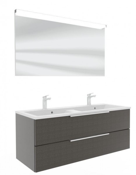 Puris Fresh Badmöbel Set mit Mineralmarmor- oder Glasdoppelwaschtisch - 120 cm