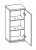 923.013530 Wandschrank / 1 Drehtüre / 2 Glaseinlegeböden / inklusive Türdämpfer / Breite 35,5 cm / Höhe 74,5 cm / Tiefe 20,5 cm