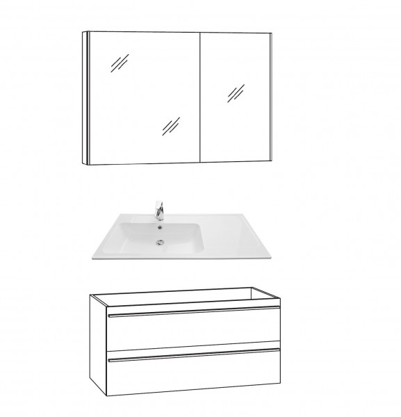 Marlin Bad 3250 Badmöbel Set 100 cm breit, mit Auszügen - Set 1