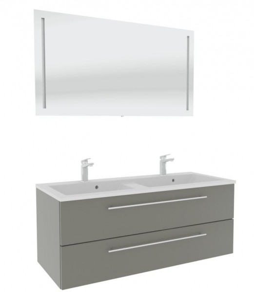 Puris Fresh Badmöbel Set mit Mineralmarmor- oder Glasdoppelwaschtisch - 120 cm
