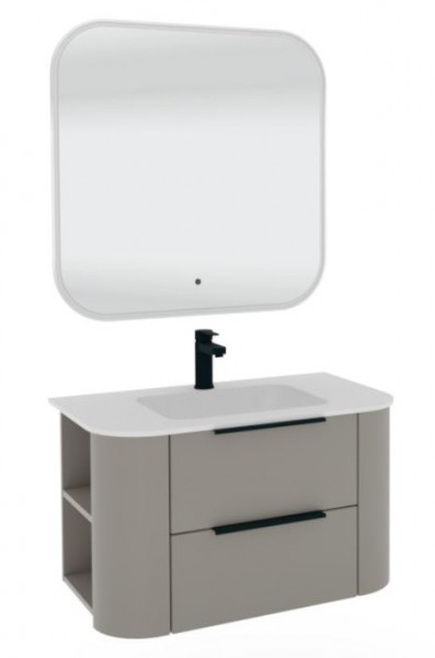 Puris Veluna Badmöbelset mit Stonepluswaschtisch und Badspiegel - 80 cm