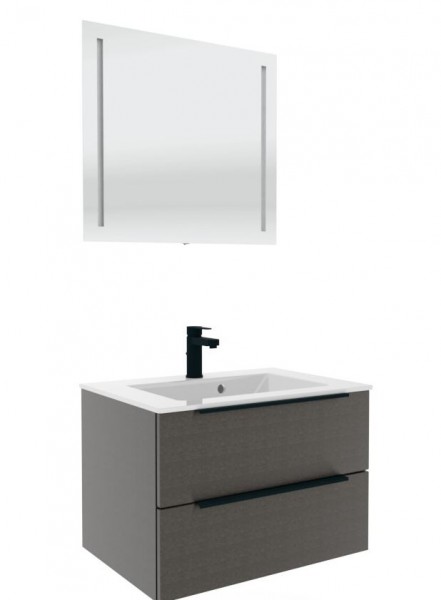 Puris Fresh Badmöbel Set mit Mineralmarmor- oder Glaswaschtisch - 70 cm