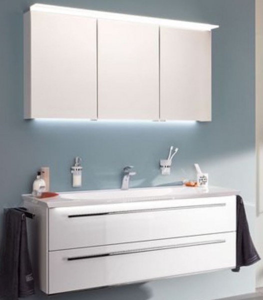 b.bright - Badmöbel-Set 140 cm breit inkl. Spiegelschrank / gerade Form