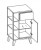 923.015040 Unterschrank / 1 Schubkasten / 1 Drehtüre / 1 Glaseinlegeboden / seitliche Ablagefächer / Abdeckplatte / inkusive Türdämpfer