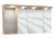 Spiegelschrank 120 cm SET41123L, Spiegelschrank S2A 4390 13: 3 Spiegeldrehtüren auf Trägerplatte, 2 Mittelwände, 6 Glasfachböden, 1 Schalter-Steckdosen-Element, inkl. Converter 30 Watt Regal RG 433B, 2 bleuchtete Glasfachböden, 2x1 Watt Gesimsboden GS1 42