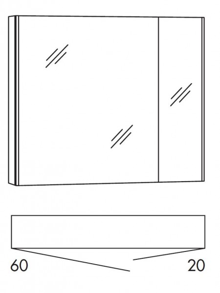 Marlin Bad 3250 Bad-Spiegelschrank 80 cm breit SAD8L / SAD8R