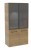 MCV516033 Vitrinen Midischrank, 2 Rauchglastüren schwarz, 2 Drehtüren, 3 Glasböden, inkl. LED Spor und Touchschalter, mit Abdeckplatte - Maße: 119x60x33 cm