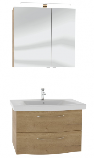 Pelipal 6005 Badmöbel Set inkl. Spiegelschrank mit Aufsatzleuchte - 80 cm