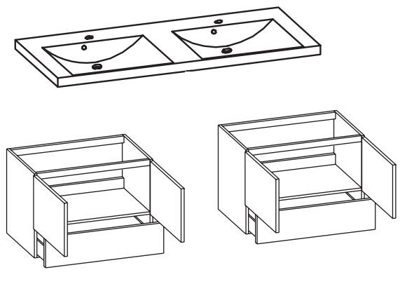 Pelipal Quickset 943 - Doppelwaschtisch mit Unterschrank 145 cm