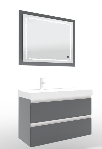 Puris c!puro Badmöbel Set - 90 cm mit Ablagefläche rechts / mit 2 Auzsügen