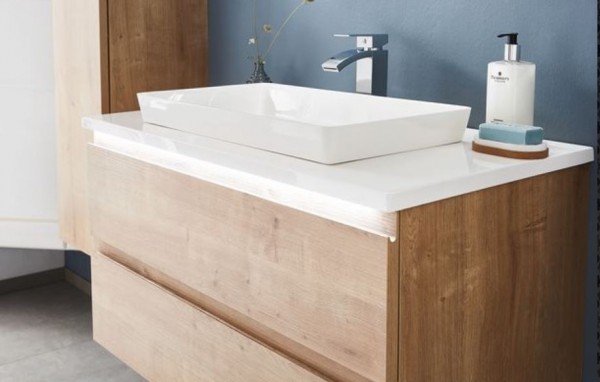 b.straight - Aufsatzwaschtisch und Unterschrank 90 cm breit