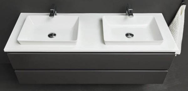 b.straight - Doppel-Aufsatzwaschtisch und Unterschrank 140 cm breit