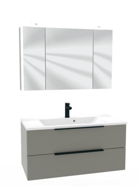 Puris Fresh Badmöbel Set mit Mineralmarmor- oder Glaswaschtisch - 100 cm