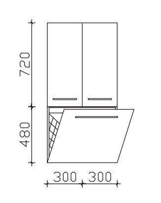 Pelipal Neutraler Bad-Midischrank - 2 Drehtüren, 1 Wäschekippe - 60 cm