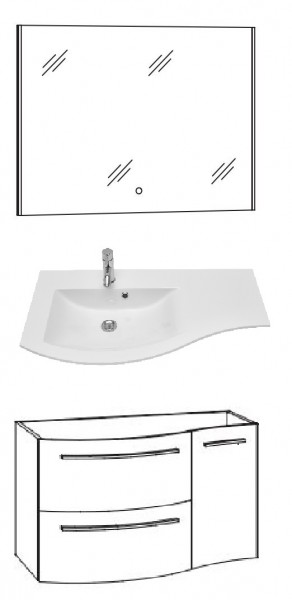 Marlin Bad 3280 Badmöbelset 90 cm / mit Flächenspiegel