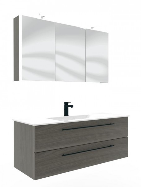 Puris Fresh Badmöbel Set mit Mineralmarmor- oder Glaswaschtisch - 120 cm