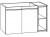 WMKTTE8 Unterschrank mit 2 Türen, Einschubregal rechts - Maße: 80x47,8x44,5 cm