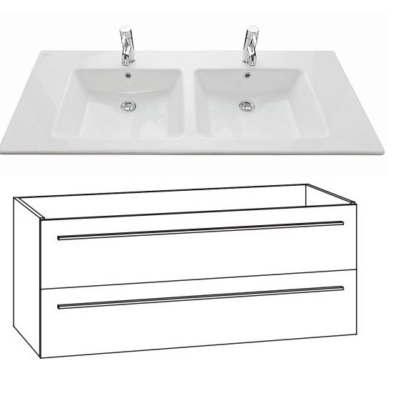 Marlin Bad 3260 Doppel-Waschtisch mit Unterschrank WKHSA11D / 120 cm