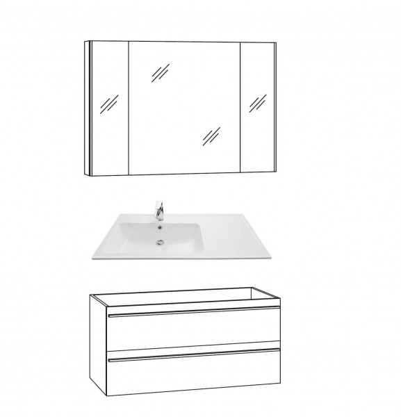 Marlin Bad 3250 Badmöbel Set 100 cm breit, mit Auszügen - Set 2