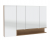 SET532RRG Spiegelschrank, 4 Doppelspiegeltüren, 8 Glasböden, 3 Mittelwände, Schalter und Steckdose, Regal rechts seitlich geöffnet, hohe Spiegeltüre links, Regal farblich absetzbar - Maße: 15x120x80 cm