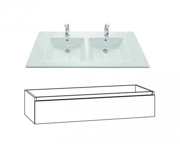 Marlin Bad 3290 Doppelwaschtisch mit Unterschrank 120 cm breit - Unterschrank variabel