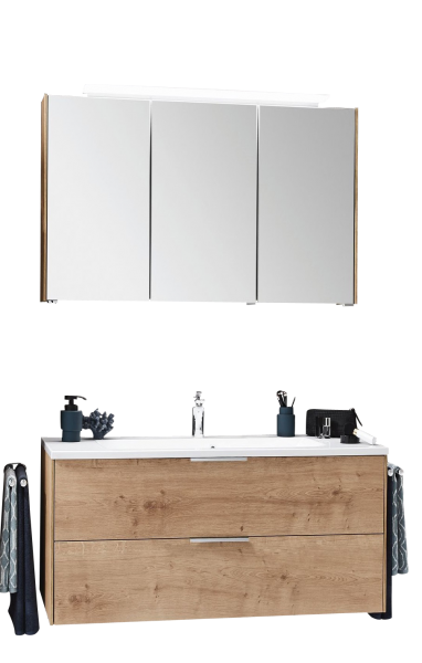 Puris d.light Badmöbel Set 123,2 cm breit, mit Einzelwaschtisch kombinierbar