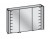 800049/ 801049 Spiegelschrank, 3-türig, beidseitig verspiegelt, 6 Glasböden, Kippschalter, Lichtfarbe schaltbar, mit Steckdose, LED Beleuchtung rechts und links - Maße: 122x76,8x20,8 cm