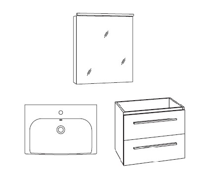 Marlin Bad 3060 Badmöbel Set 65 cm breit - Set 1.4