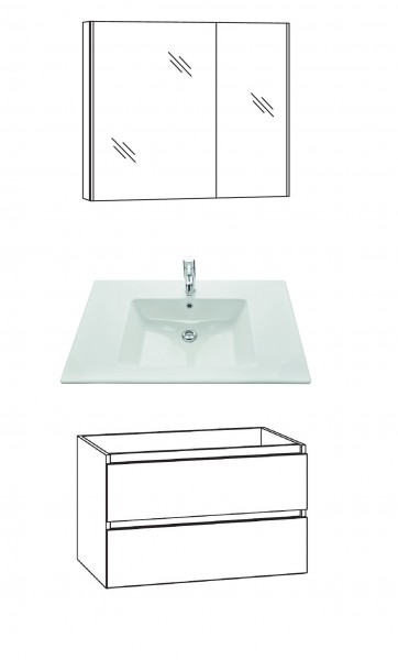 Marlin Bad 3290 Badmöbel Set 80 cm breit, mit Spiegelschrank - Variante 3