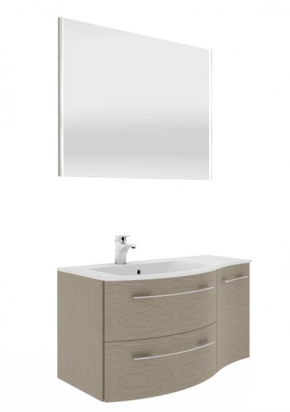 Marlin 3280cara Badmöbelset 90 cm / mit Flächenspiegel - Waschtisch links