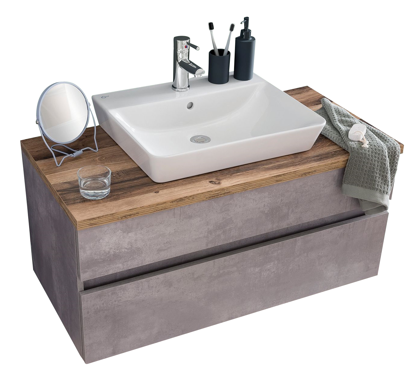 puris zoom aufsatzwaschtisch mit unterschrank 100 cm breit