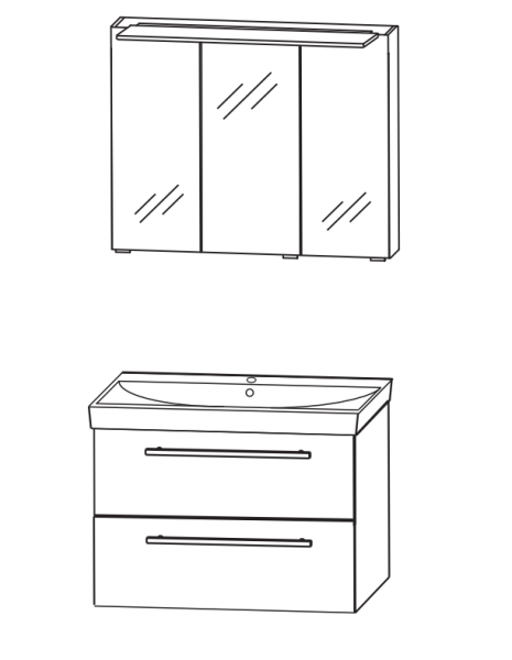 Puris Protection1 - Badmöbelset - 70 cm / mit Spiegelschrank Serie A