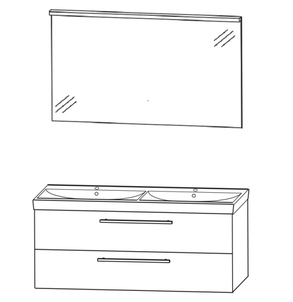 Puris Protection1 - Badmöbelset 2 - 120 cm / mit Flächenspiegel