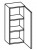 955.303235 Wandschrank / 1 Drehtüre / 2 Einlegeböden / Breite 32,5 cm / Höhe 75 cm / Tiefe 20 cm