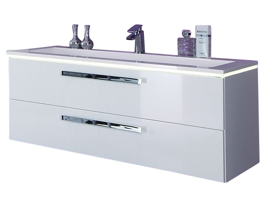 Puris Star Line Badmöbel Set 140,6 cm breit – Mineralguss Einzelwaschtisch