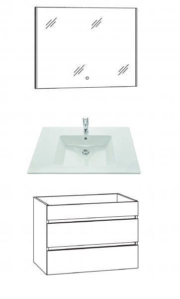 Marlin Bad 3290 Badmöbel Set 80 cm breit, mit Spiegel - Variante 4