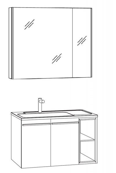Marlin Bad 3250 Badmöbel Set 80 cm breit, mit Türen, Spiegelschrank
