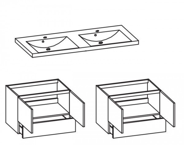 Pelipal Quickset 342 - Doppelwaschtisch mit Unterschrank 145 cm breit