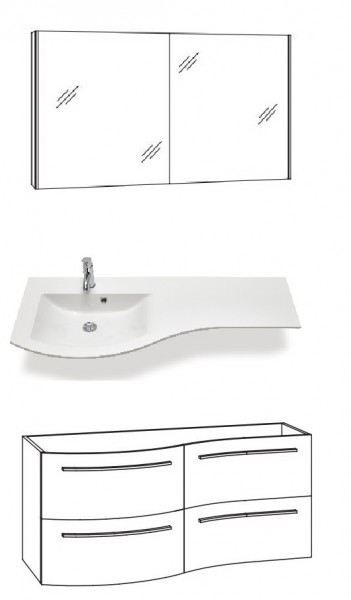 Marlin Bad 3280 Badmöbelset 120 cm / mit Spiegelschrank - Variante 2