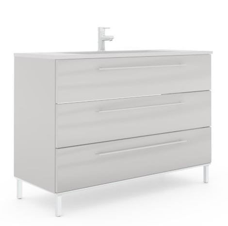 Puris Quada Mineralmarmorwaschtisch mit Unterschrank 120 cm - Weiß glanz - sofort lieferbar