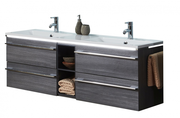 Marlin Bad 3250 Doppelwaschtisch mit Unterschrank 140 cm breit