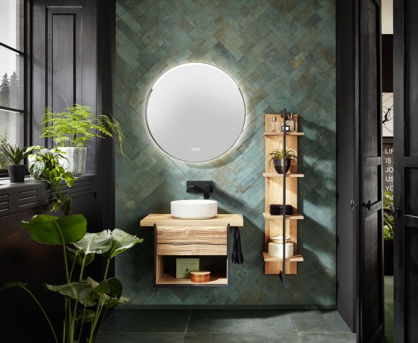 Thielemeyer Steel Massivholz Badmöbelset - 80 cm / Variante 2