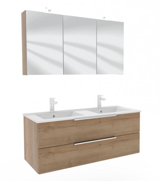 Puris Fresh Badmöbel Set mit Keramik-Doppelwaschtisch - 120 cm
