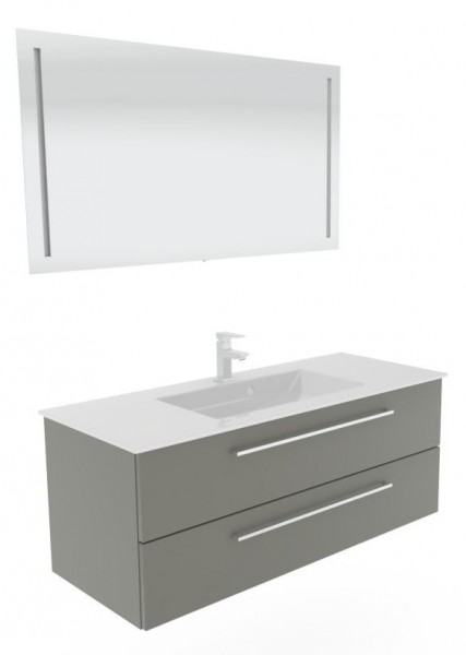 Puris Fresh Badmöbel Set mit Mineralmarmor- oder Glaswaschtisch - 120 cm